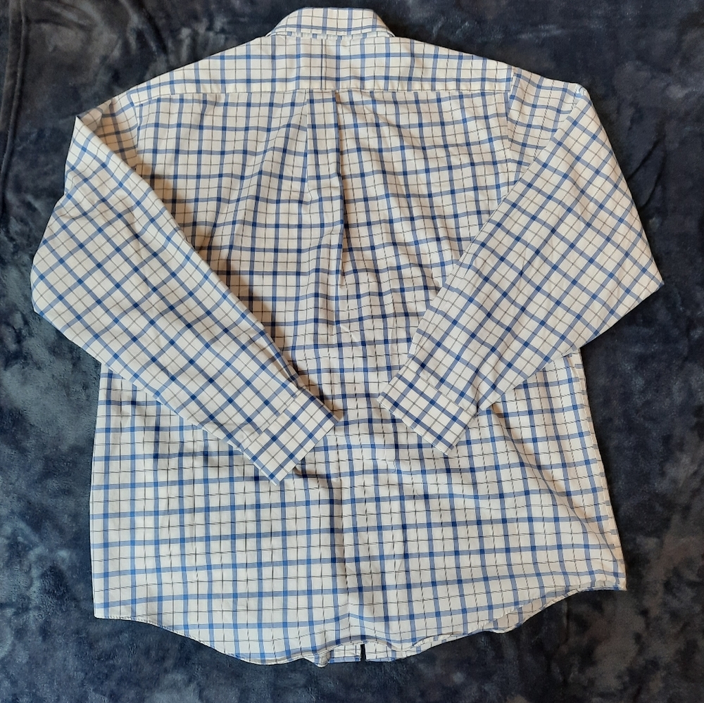 L.L. Bean Men's Blue/White Checked Long Sleeve Button Down Cotton Shirt Sz L-Reg - Picture 2 of 7